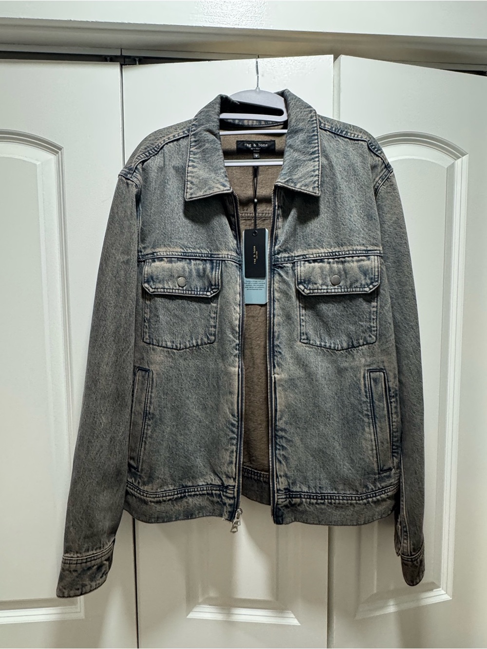 rag & bone Washed Blue Grey Denim Jacket